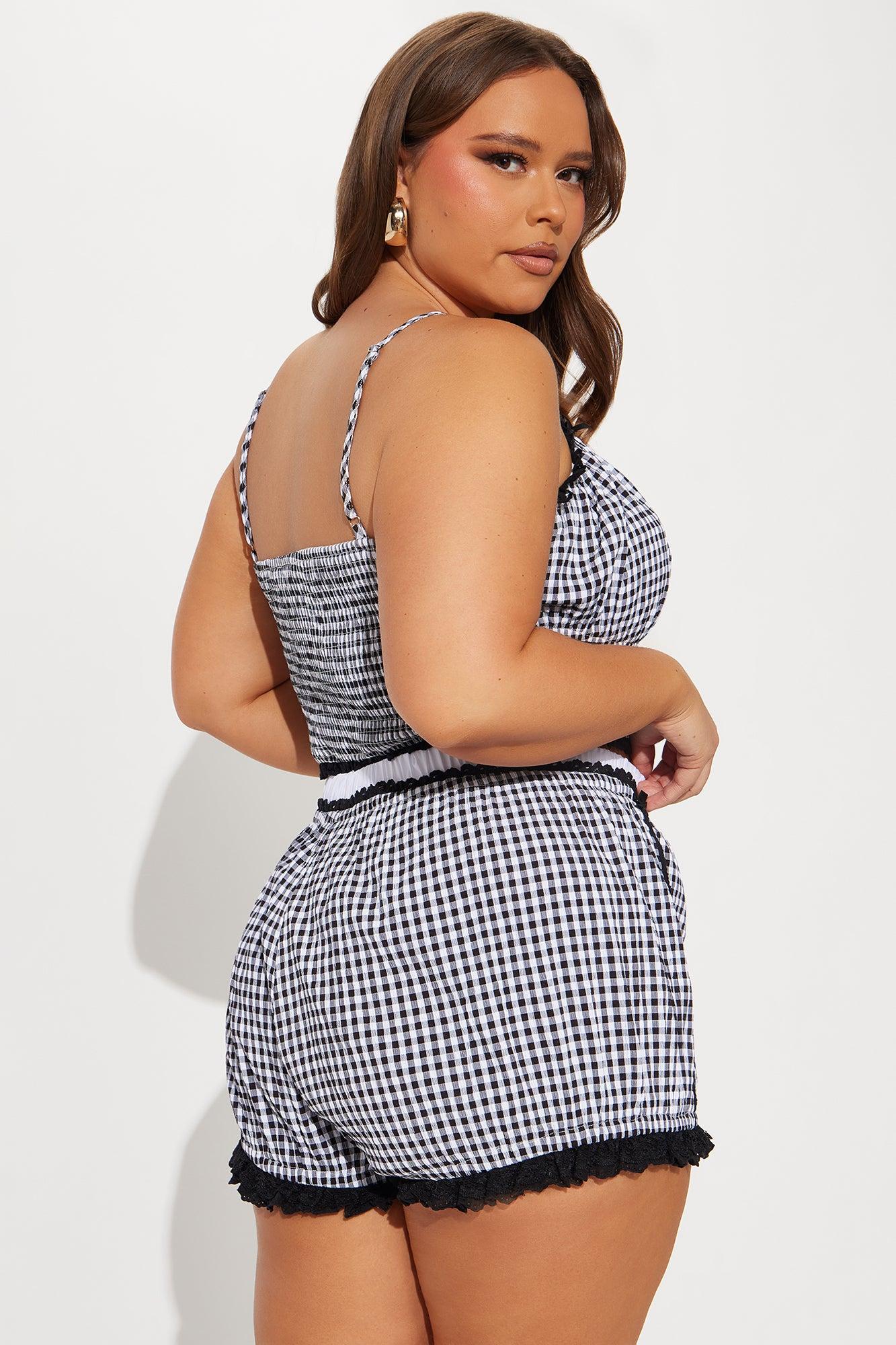 Picnic Club Gingham Short Set - Black/White Product Image