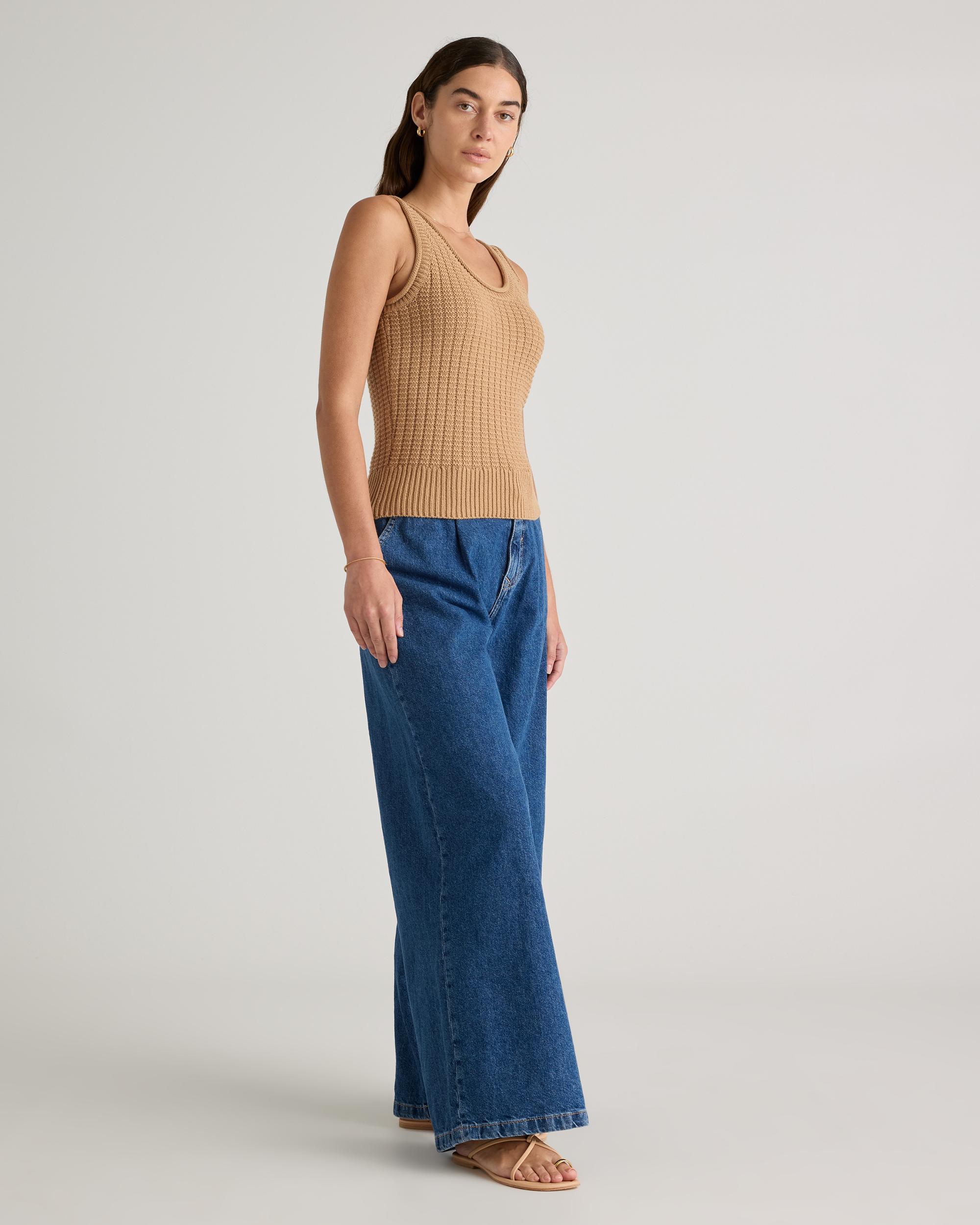 Quince | Women's Waffle Cropped Sweater Tank Top Size XL, Organic Cotton Product Image