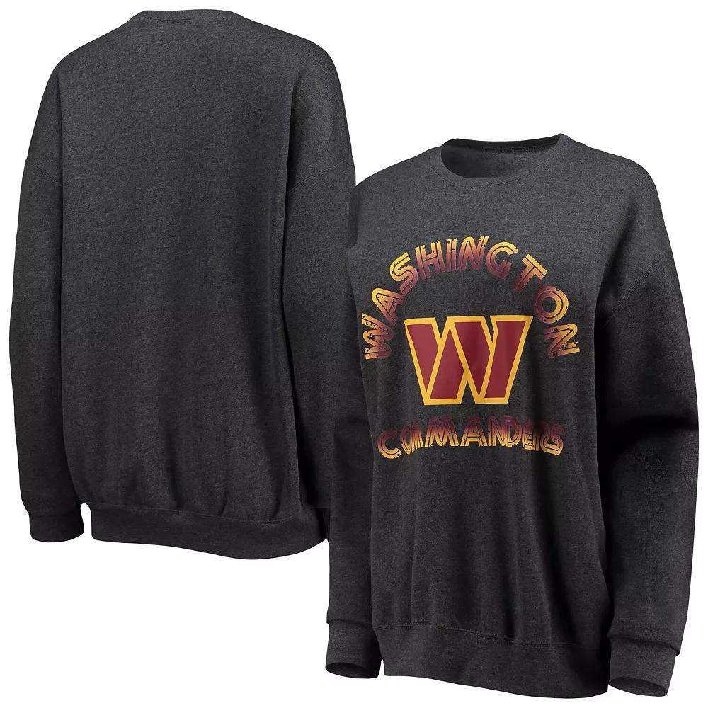Women's WEAR by Erin Andrews Heathered Charcoal Washington Commanders Oversized Fleece Pullover Sweatshirt, Size: Small, Wft Charco Product Image
