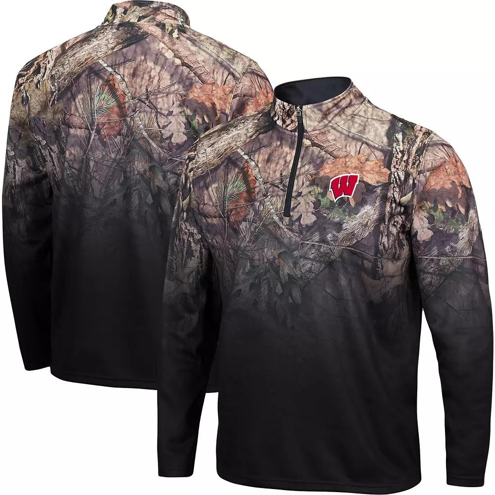 Men's Colosseum Black Nebraska Huskers Mossy Oak Fleet II Quarter-Zip Jacket,  Product Image