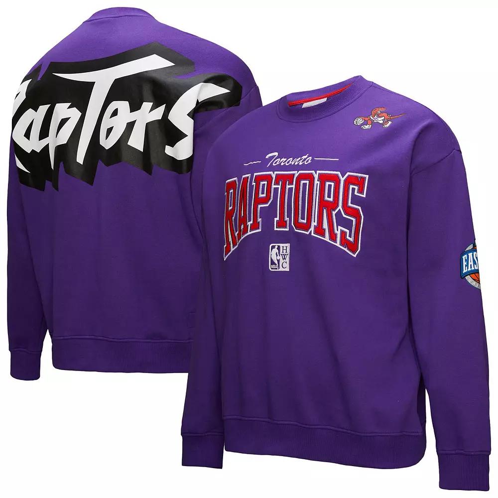 Men's Mitchell & Ness Purple Toronto Raptors Hardwood Classics There & Back 2.0 Vintage Pullover Sweatshirt,  Product Image