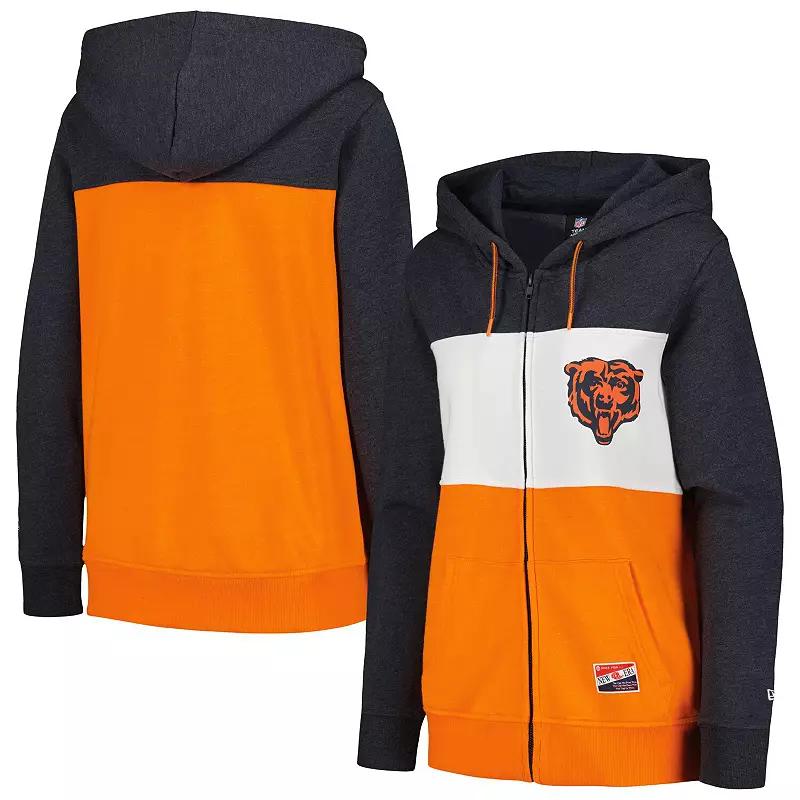 Women's New Era Navy Chicago Bears Color-Block Full-Zip Hoodie, Size: Large, Blue Product Image