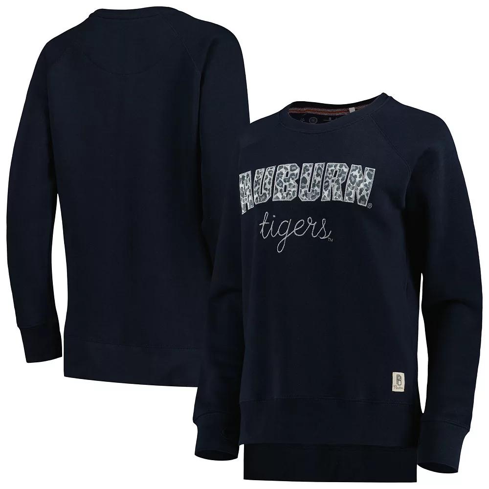 Women's Pressbox Navy Auburn Tigers Steamboat Animal Print Raglan Pullover Sweatshirt, Size: Small, Blue Product Image