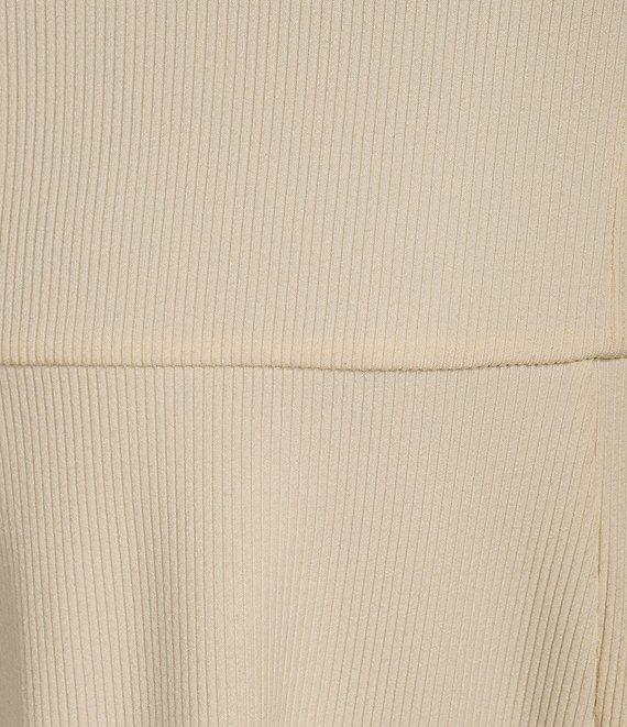 Honey & Sparkle 90s Rib Knit Scoop Neck Pico Edge Rosette Trim Short Sleeve A-Line Skater Dress Product Image