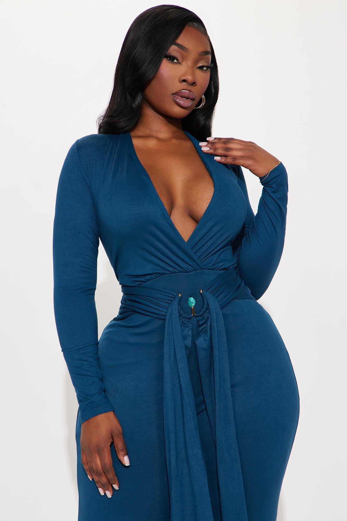 Zoe Belted Jumpsuit - Teal Product Image