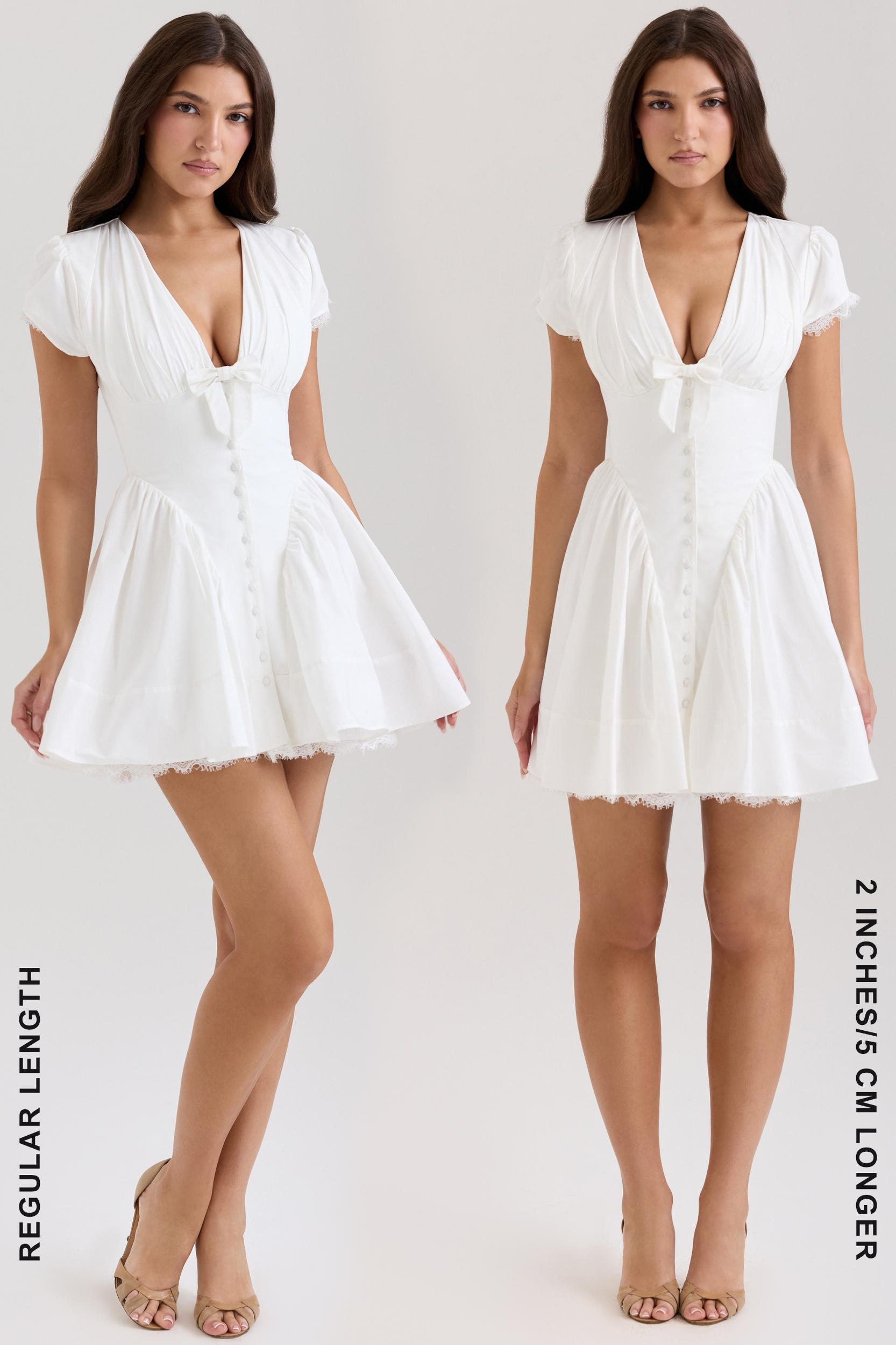 Emiliana  white stretch cotton mini dress Product Image