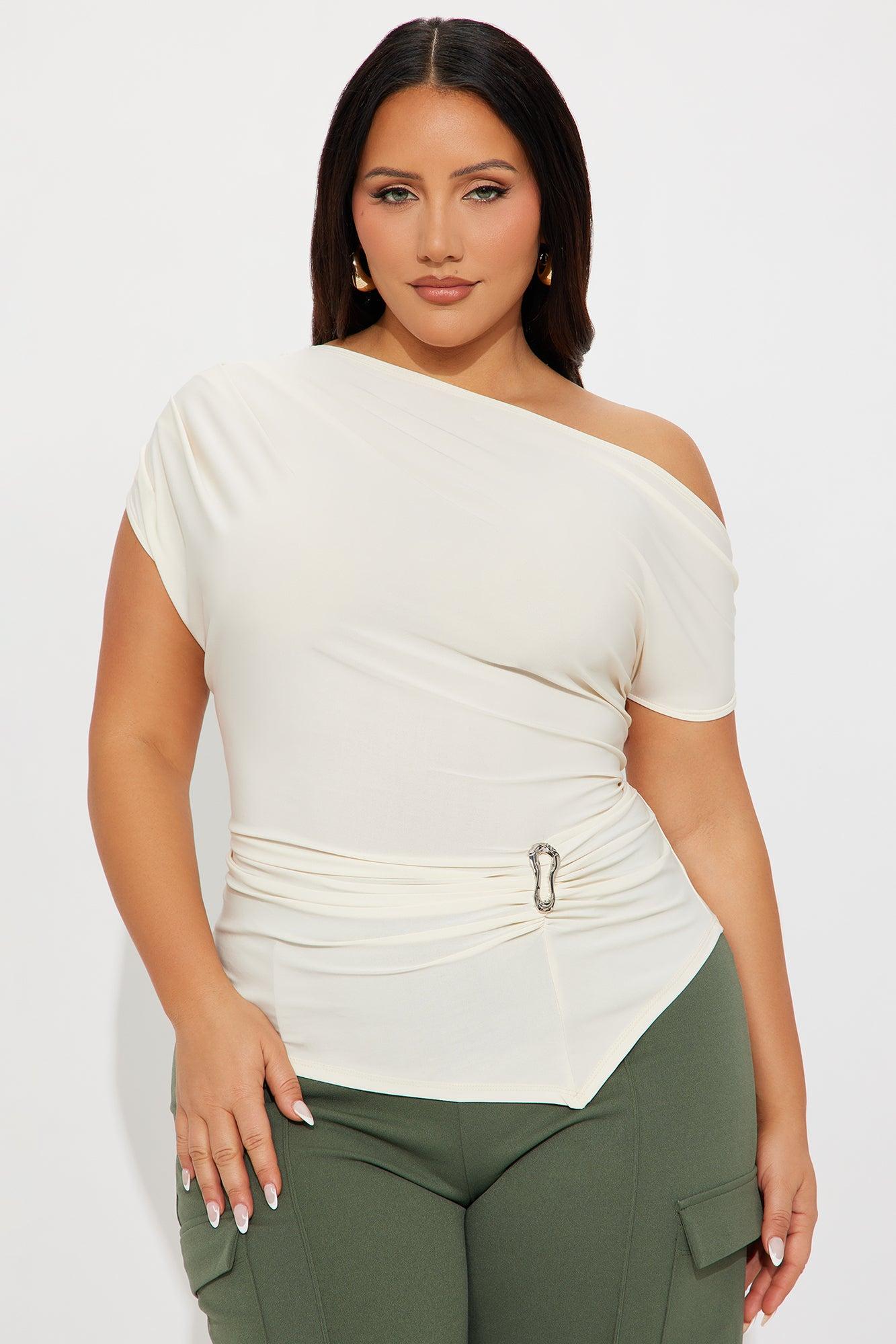 Lucina Ruched Off Shoulder Top - Cream Female Product Image