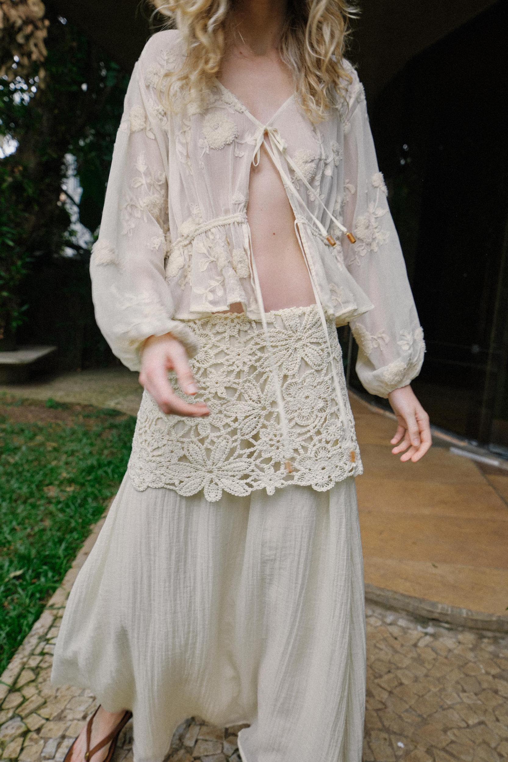 CROCHET COMBINATION MIDI SKIRT Product Image