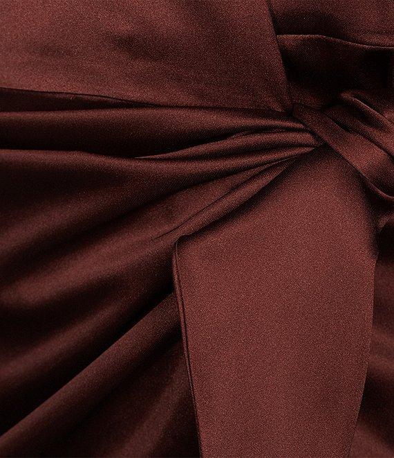 Gianni Bini Avery Long Sleeve Satin Point Collar Neck Faux Wrap Dress Product Image