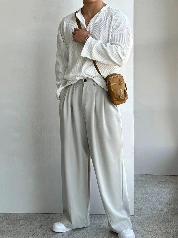 RT No. 13060 KNIT WAFFLE HENRY COLLAR LONGSLEEVE Product Image