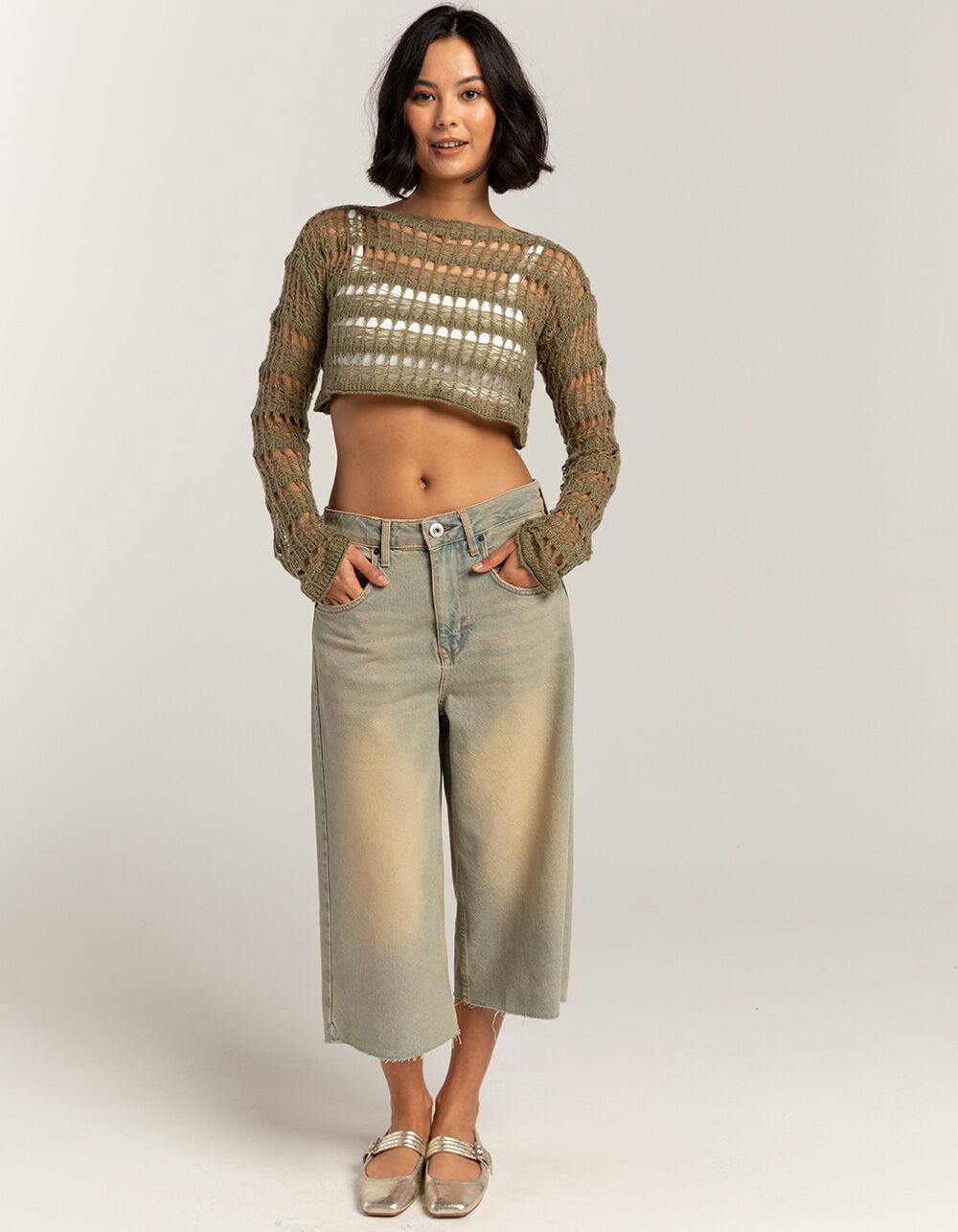 BDG Urban Outfitters Jaya Bleached Cut-Off Cropped Womens Jorts - VINTAGE BLAST Product Image