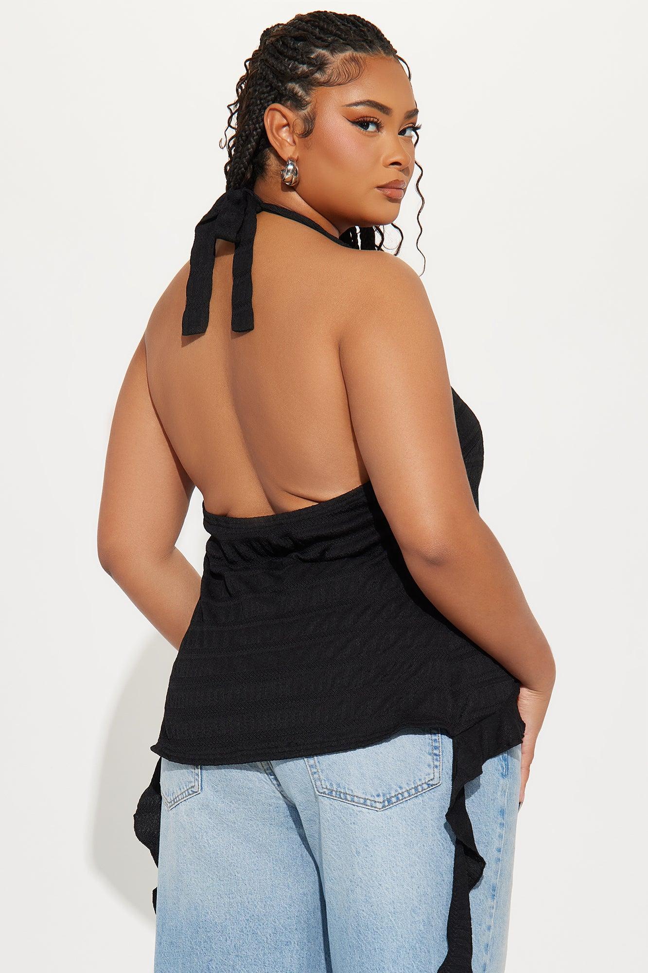 Hello Rose Halter Top - Black Product Image