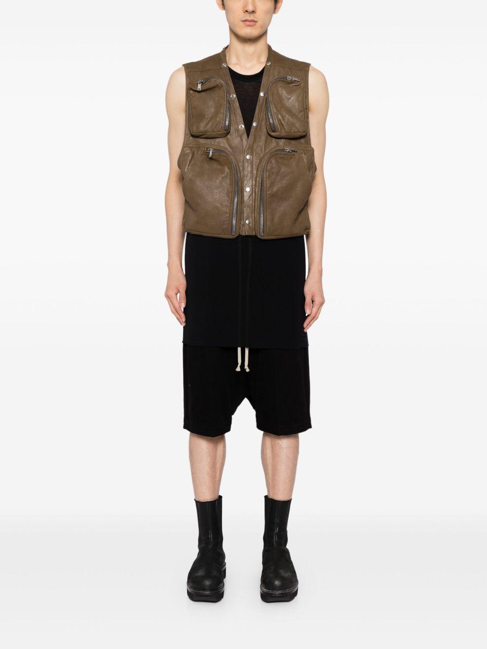 leather V-neck gilet Product Image