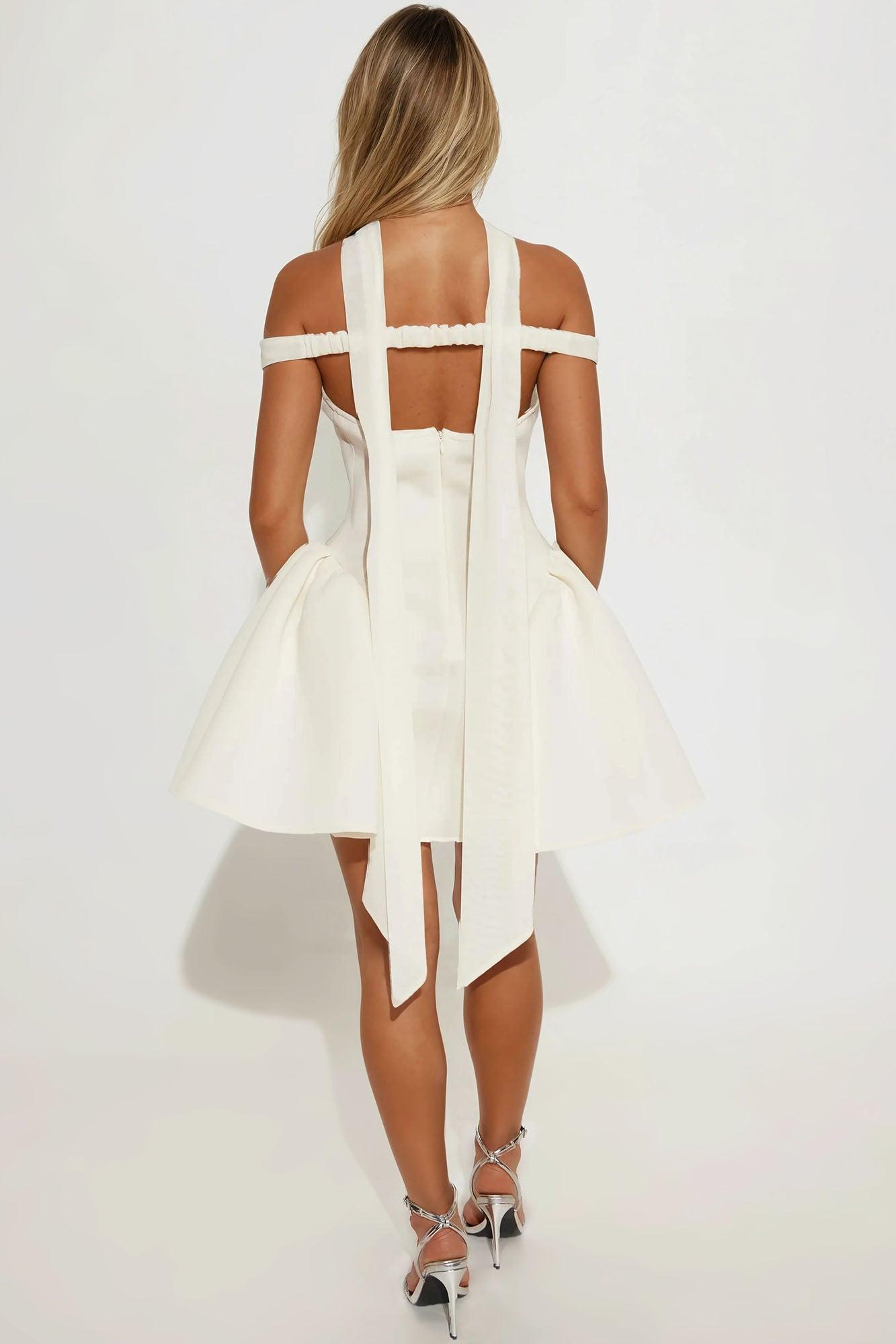 Grand Beauty Off Shoulder Mini Dress - Cream Female Product Image