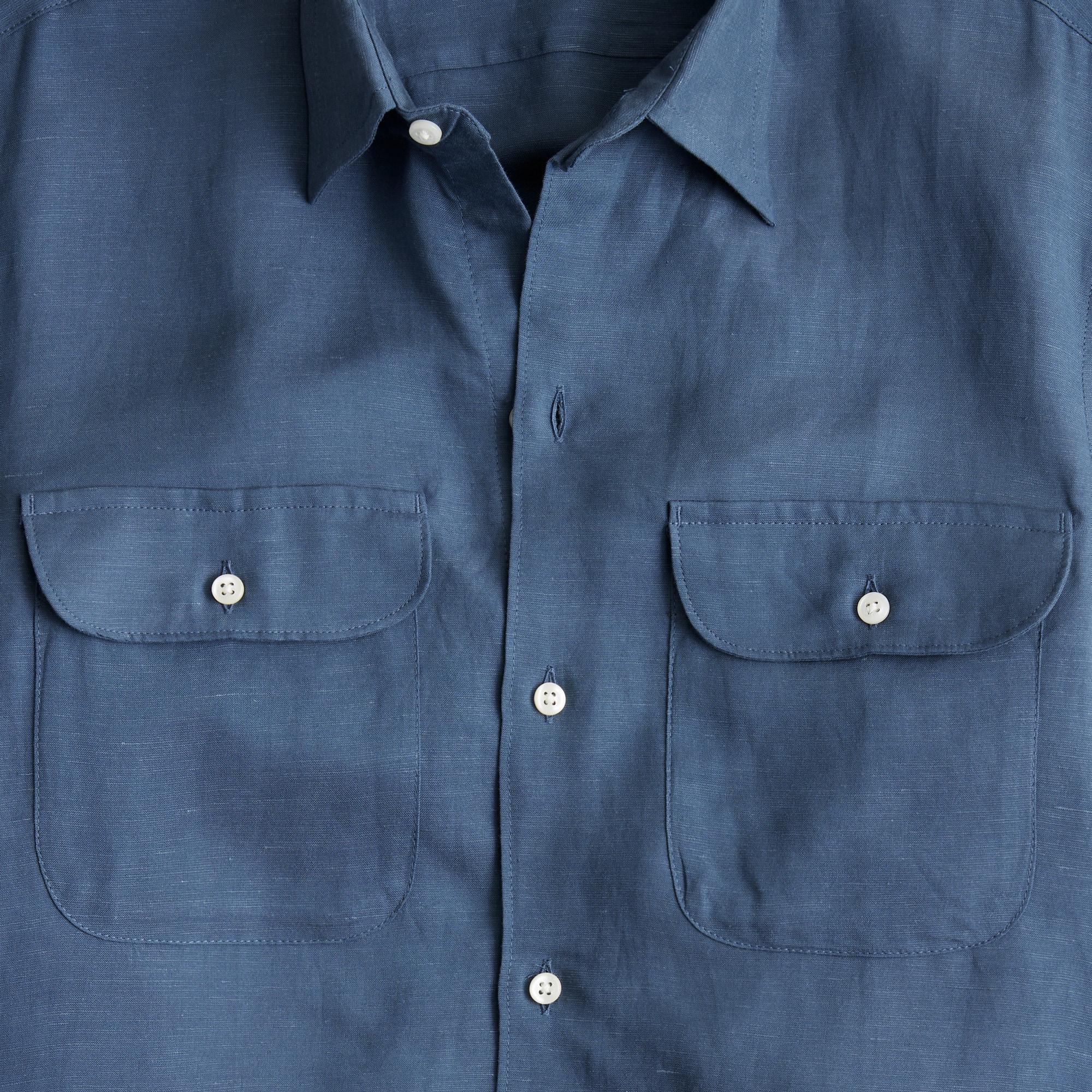 Short-sleeve viscose-linen blend shirt Product Image