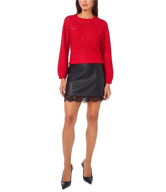 Vince Camuto Sequin Round Neck Long Sleeve Sweater Product Image