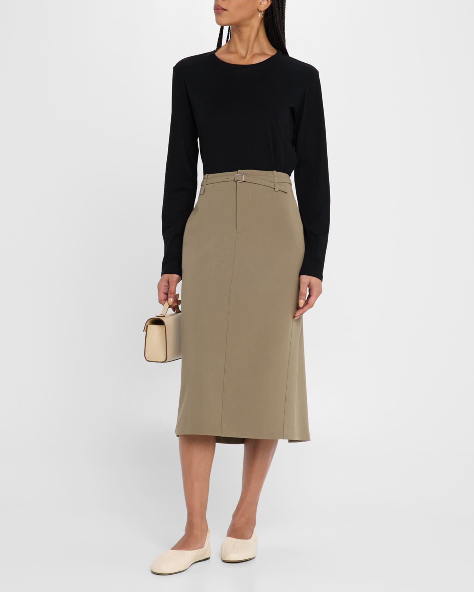 Belted Midi Pencil Skirt Product Image