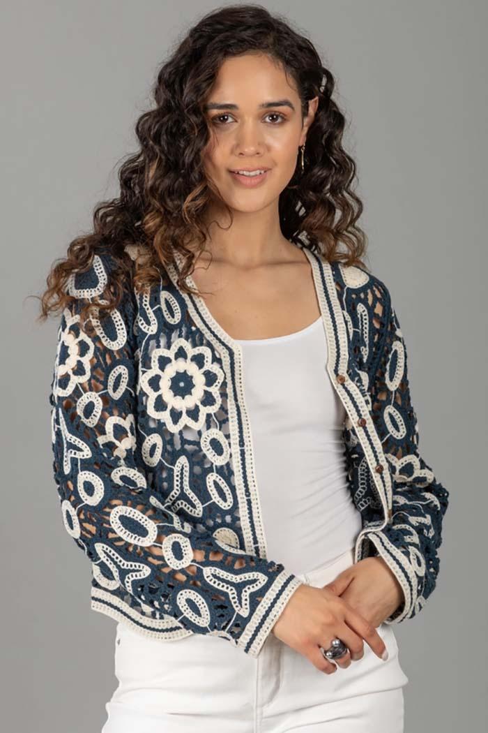 Floral Lace Crochet Short Jacket Product Image