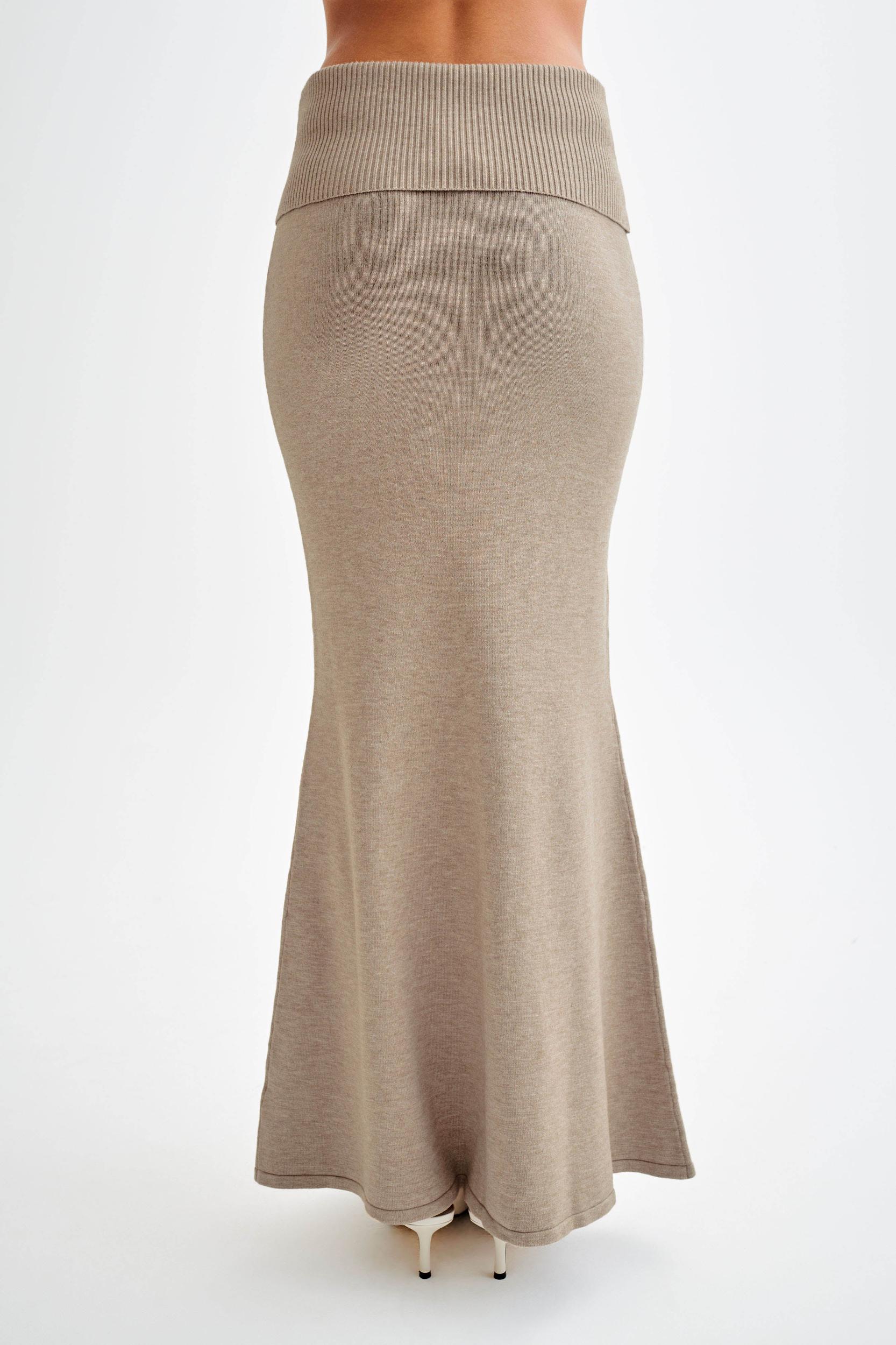 Karlie Knit Maxi Skirt With Ribbed Waist - Taupe Marle Product Image