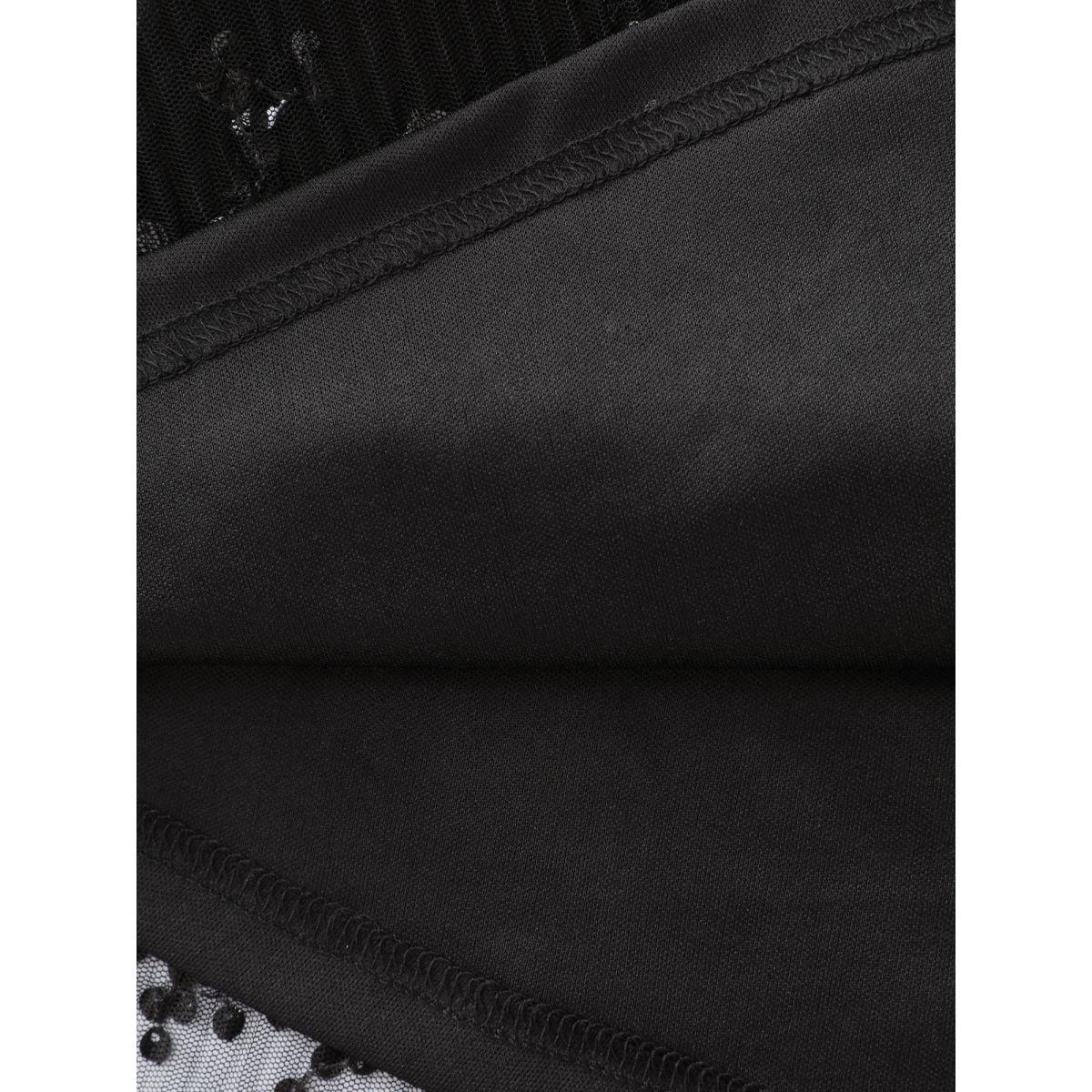 Plus Size Sequin Embellished V-Neck Midi Dress Black Women Party&Cocktail V-neck Cap Sleeve Curvy BloomChic 18-20/2X Product Image