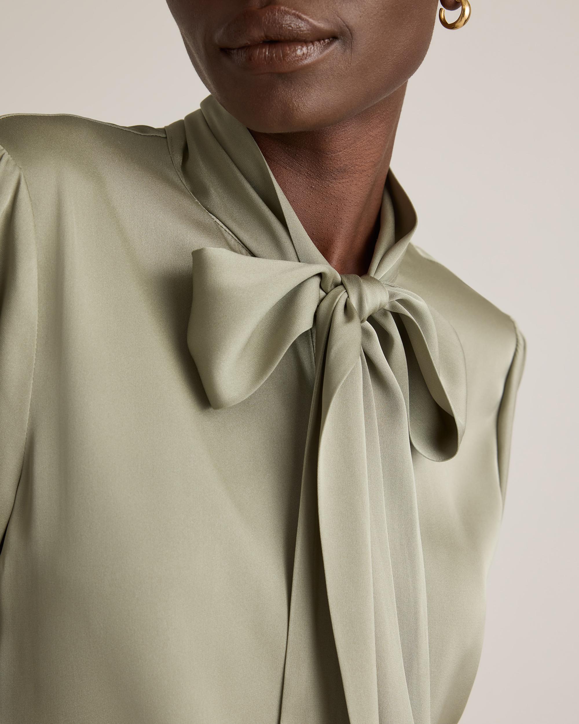 Quince | Women's Washable Stretch Silk Tie Neck Blouse Product Image