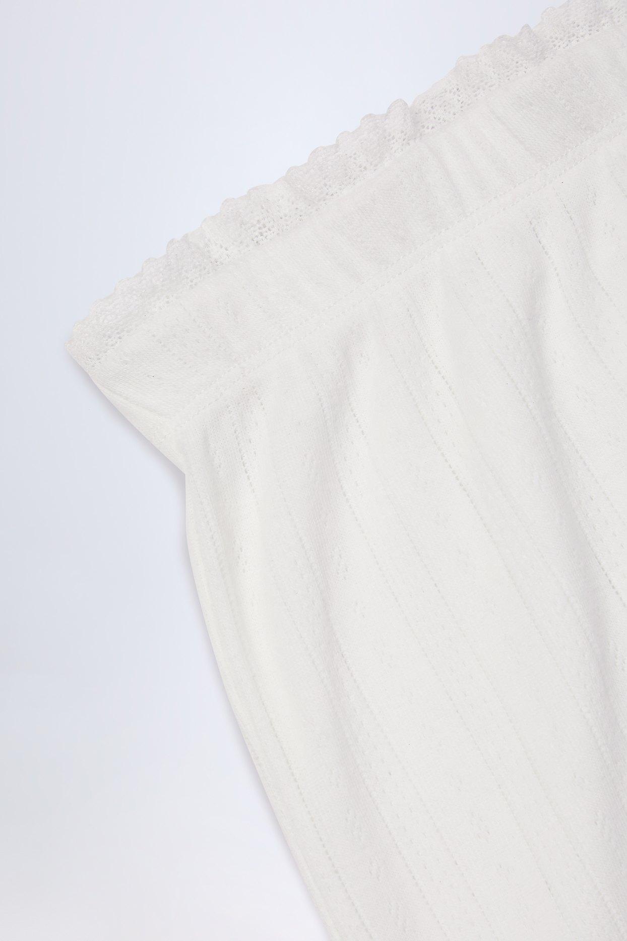 Pointelle Mid-Rise Straight-Leg Trousers in White Product Image