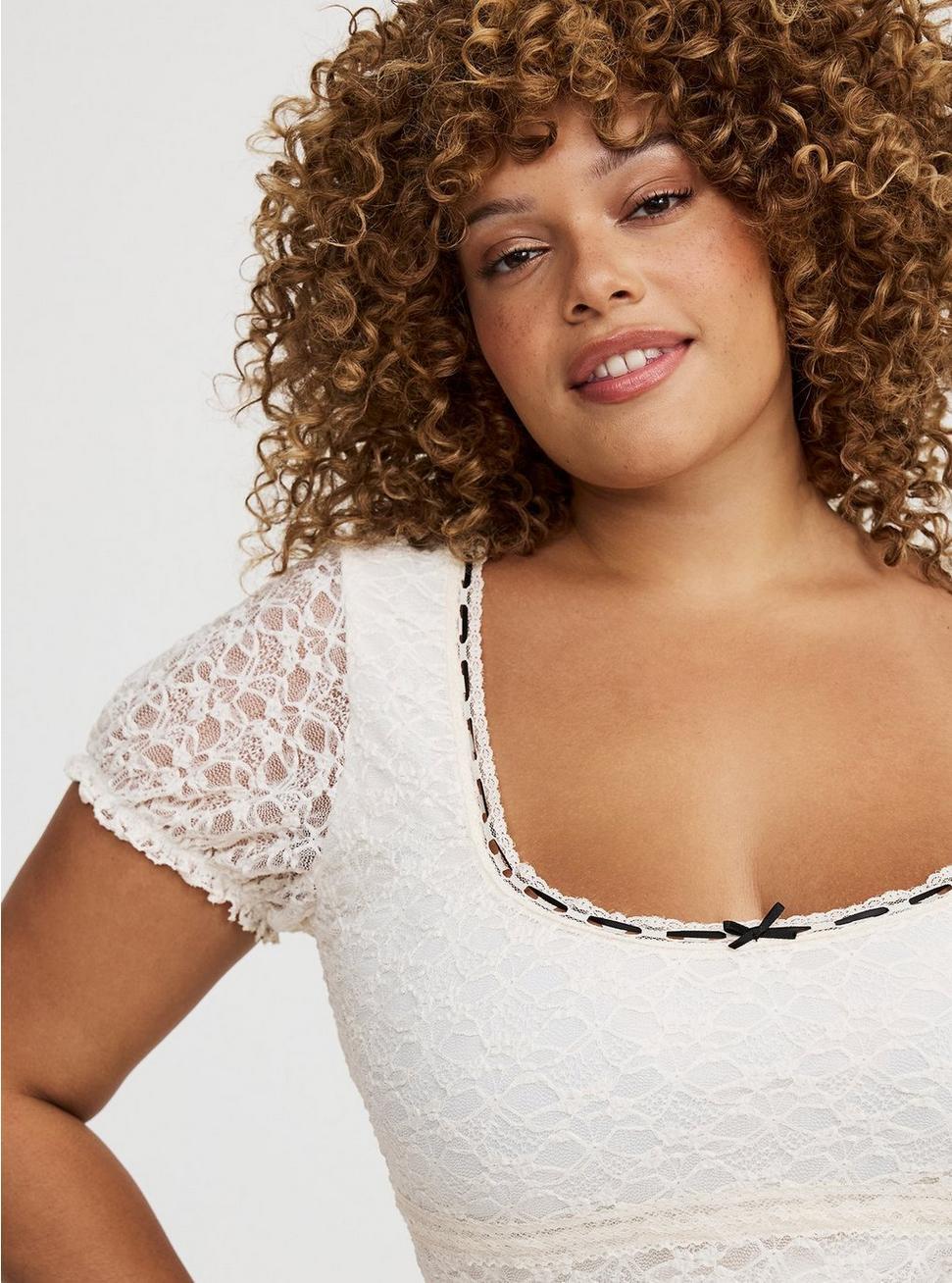 Stretch Lace Scoop-Neck Top Product Image