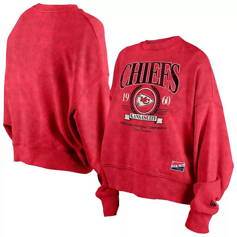 Women's New Era Red Kansas City Chiefs Throwback Boxy Sweatshirt, Size: XL Product Image
