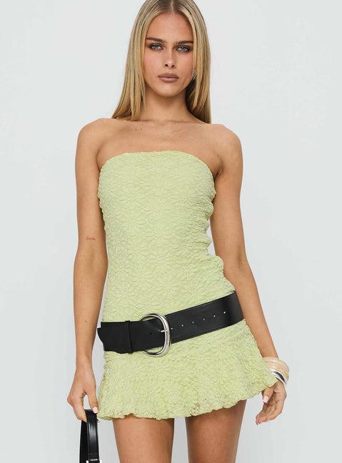Vancesca Strapless Mini Dress Lime Product Image