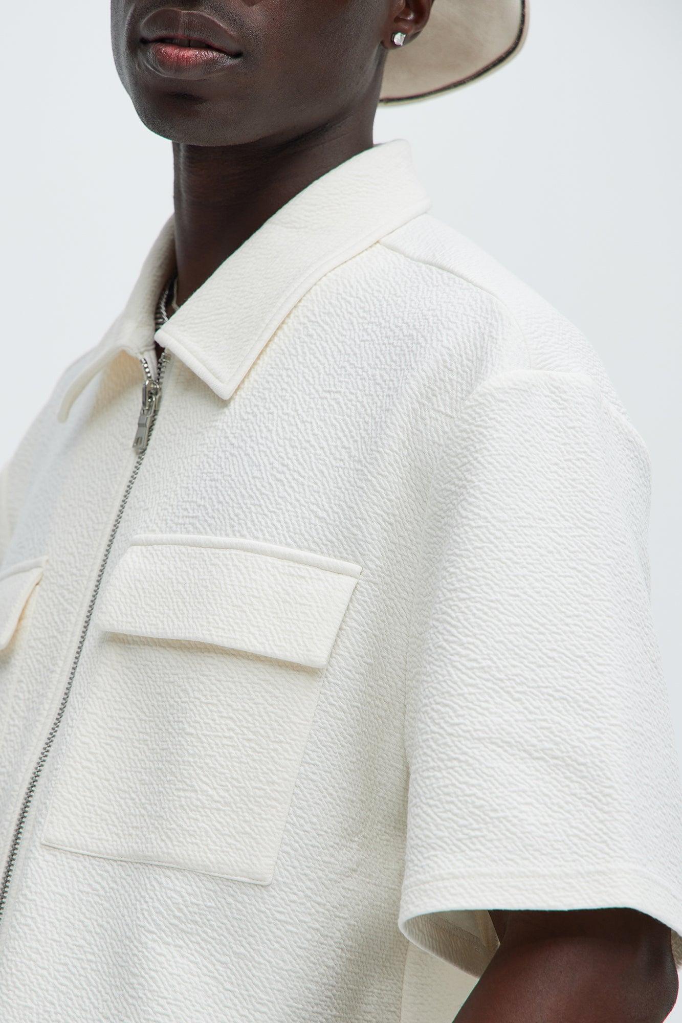 Lewis Zip Up Shirt - Cream Product Image