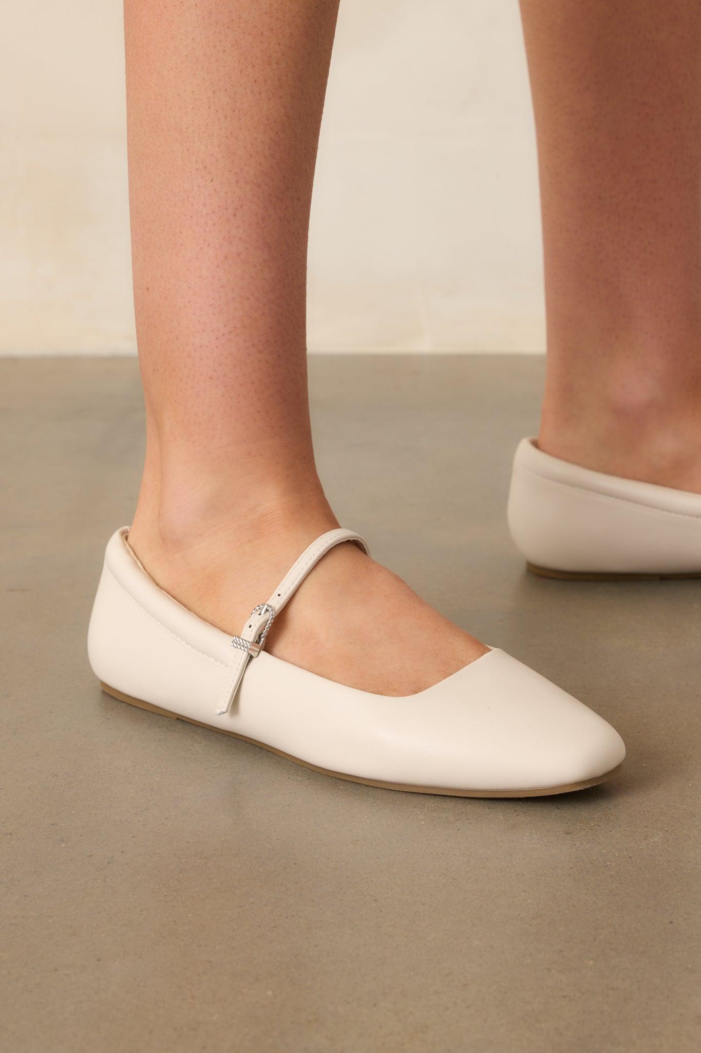 You Know The Way Ivory Faux Leather Mary Jane Flats Product Image