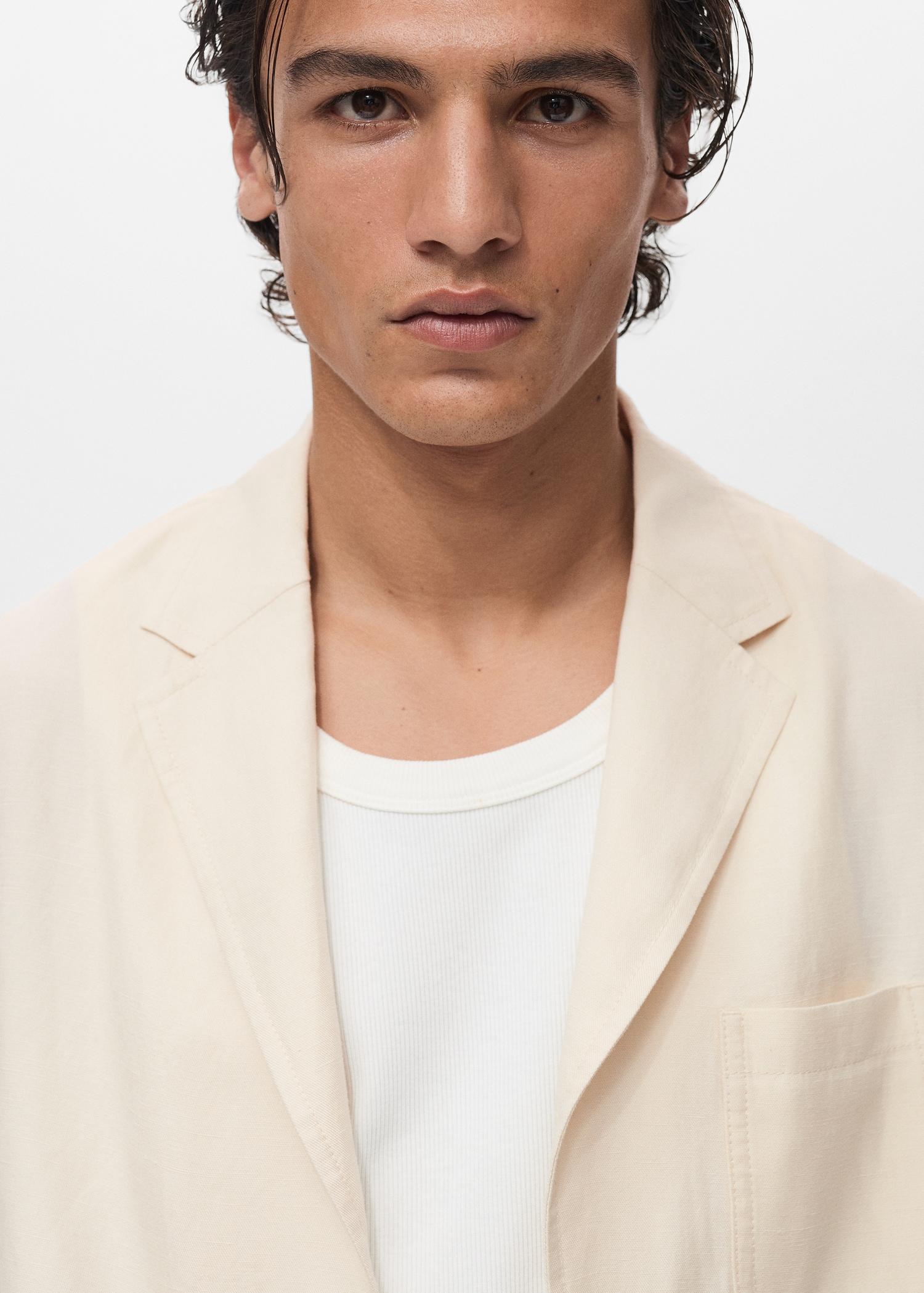 Linen-lyocell blend suit blazer - Men | MANGO USA Product Image