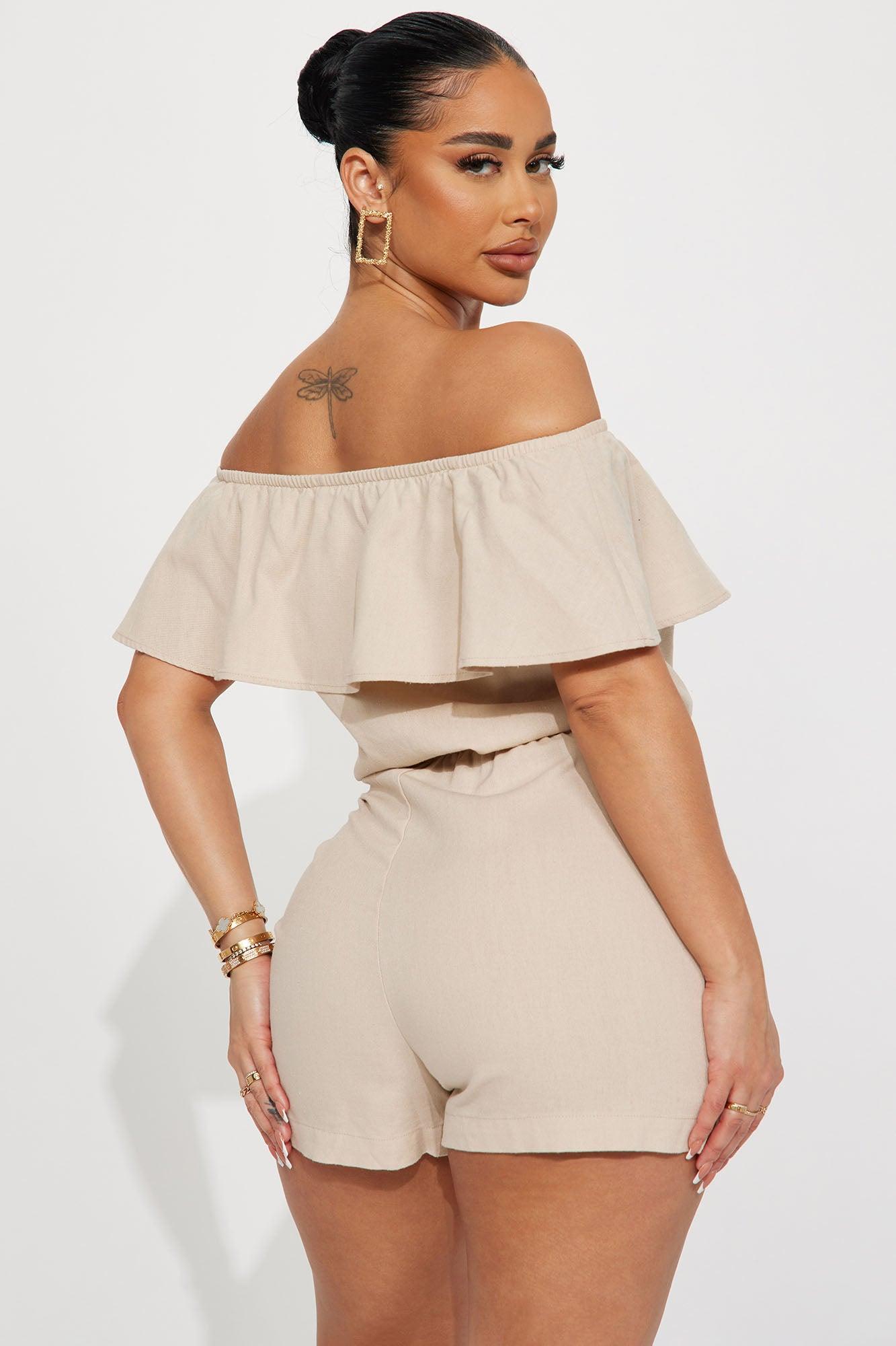 Rachal Linen Romper - Khaki Product Image