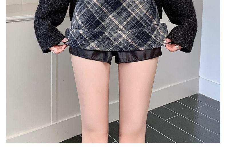 High Waist Plaid Mini A-Line Skirt Product Image