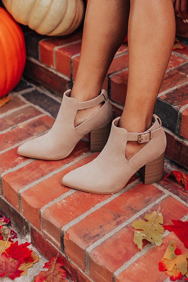 The Madelyn Faux Nubuck Bootie in Warm Taupe Product Image