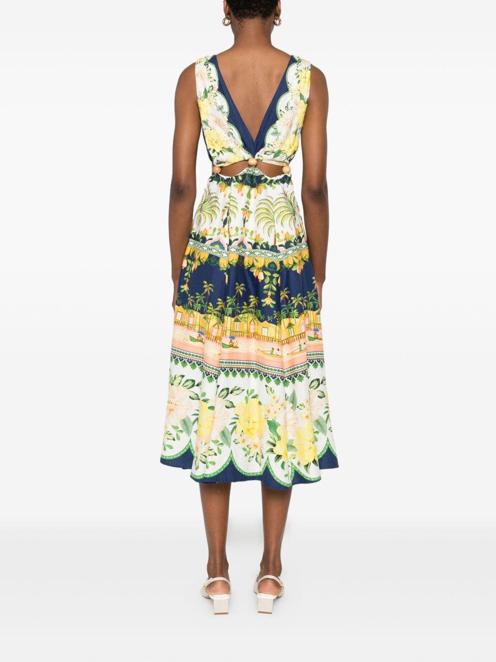 midi floral cut-out dress Product Image