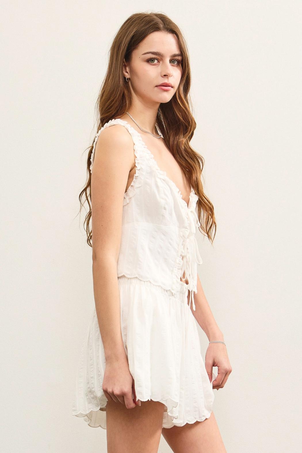 Sleeveless V-Neck Ruffle Tie Top Product Image