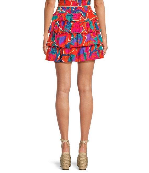 Sugarlips Kahlia Tropics Mavey High Waist Tiered Ruffle Coordinating Mini Skirt Product Image