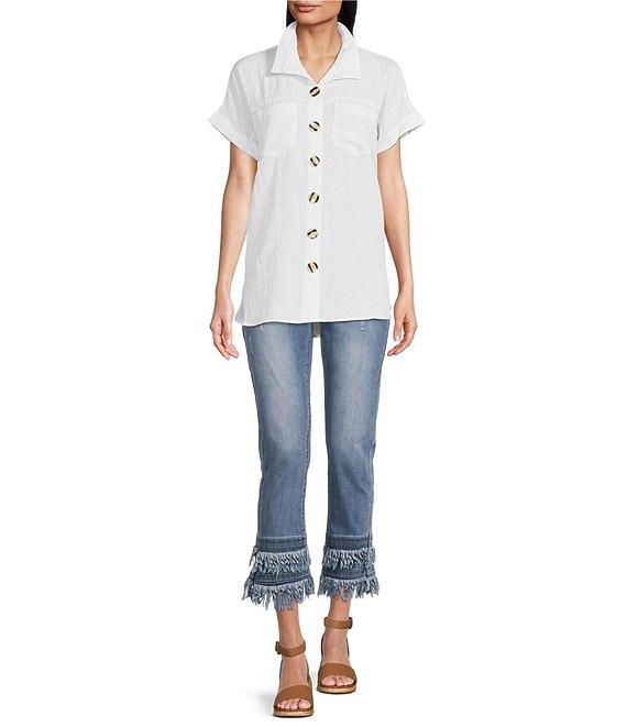 John Mark Straight Leg 5-Pocket Fringe Hem Crop Jeans Product Image