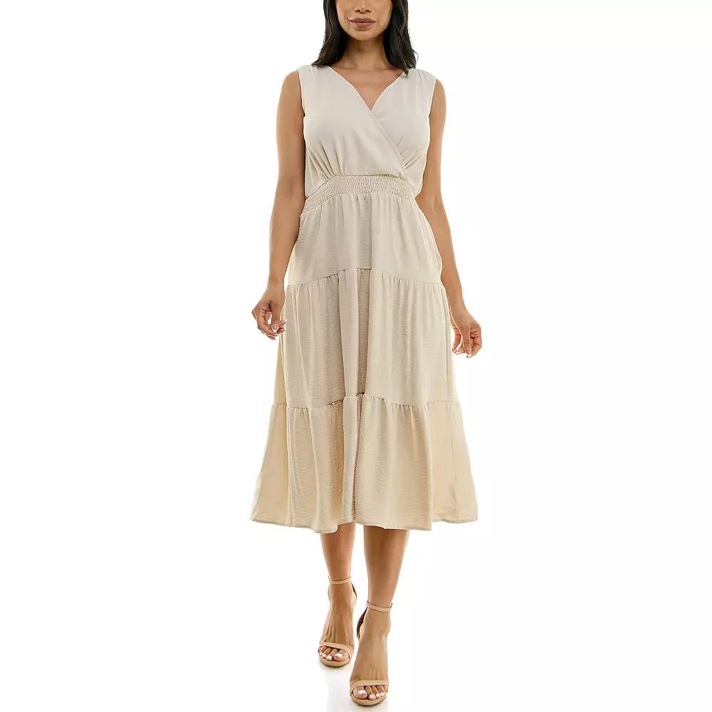 Women's Nina Leonard Tiered Smocked Midi Dress,  Product Image