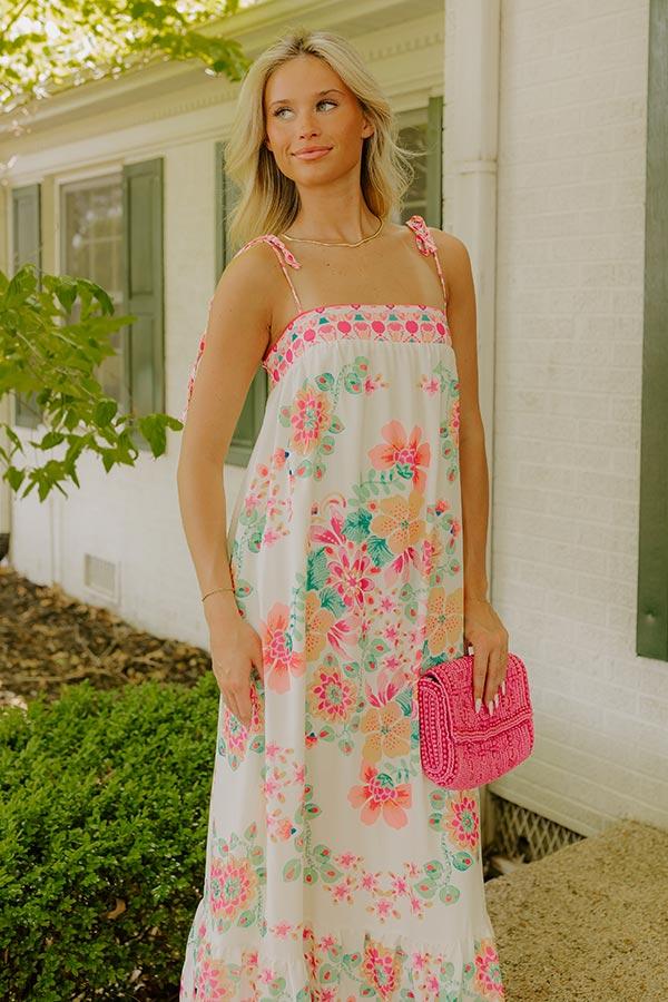 Capri Villa Floral Maxi Dress in Ivory Product Image