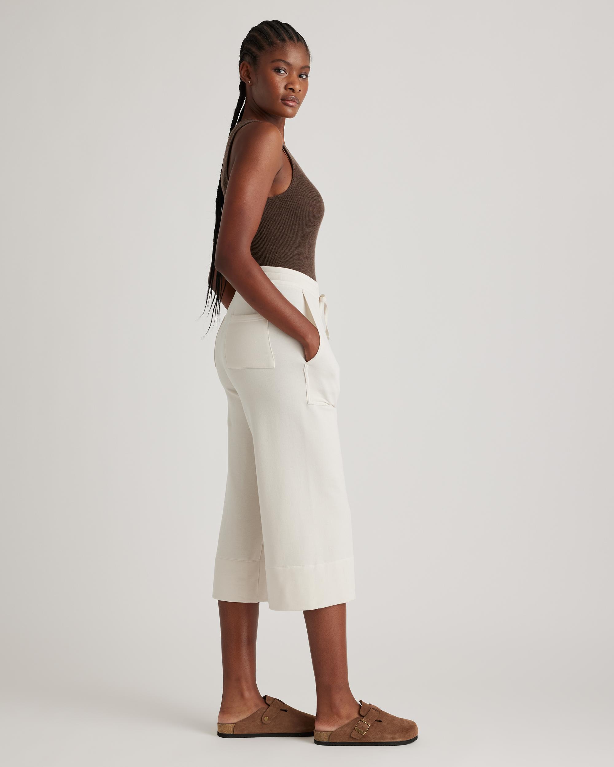 Quince | Women's SuperSoft Fleece Cropped Wide Leg Pants Size XL, Lenzing Modal Product Image