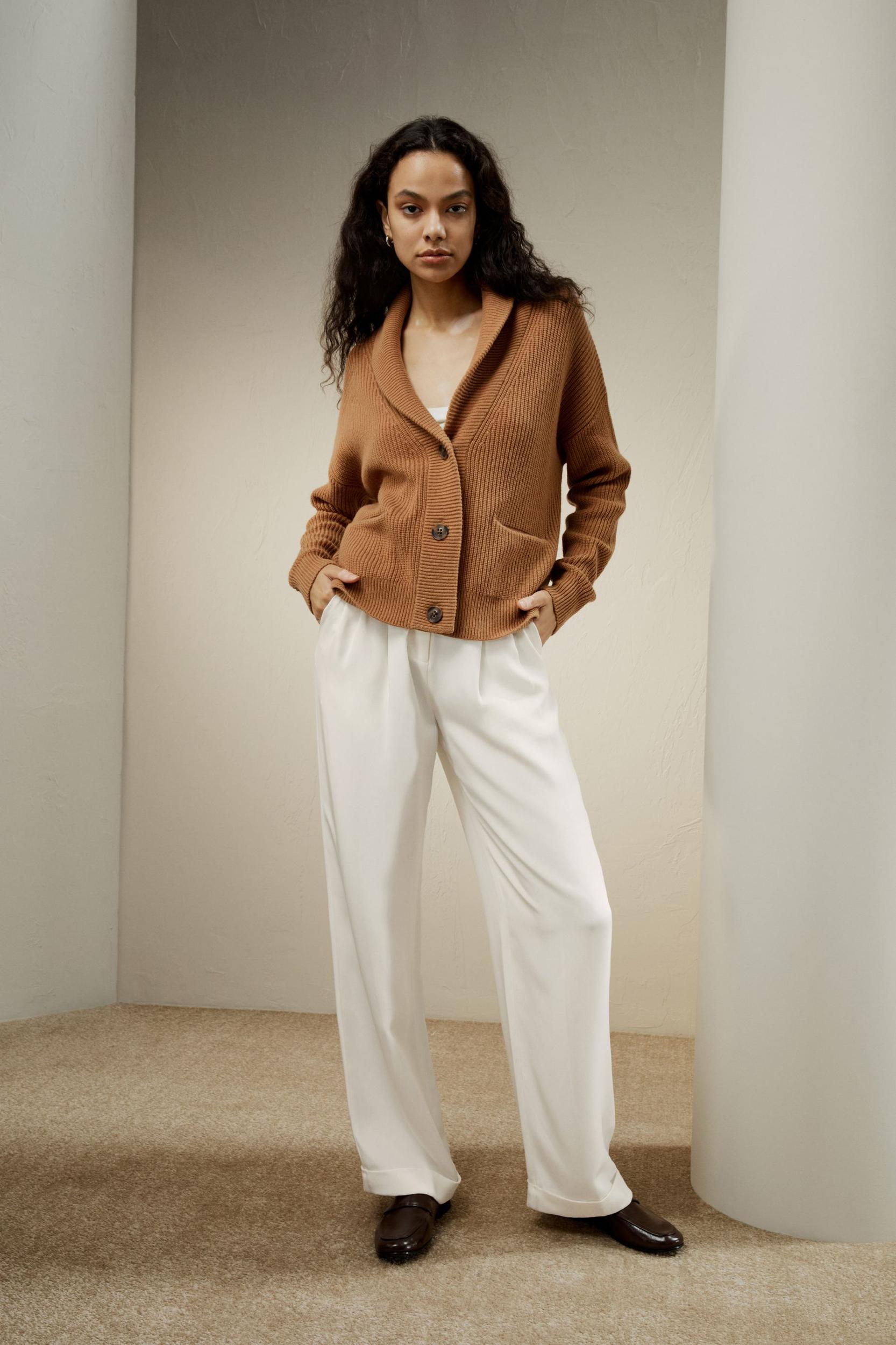 Wool-Cashmere Blend Shawl Collar Cardigan Product Image