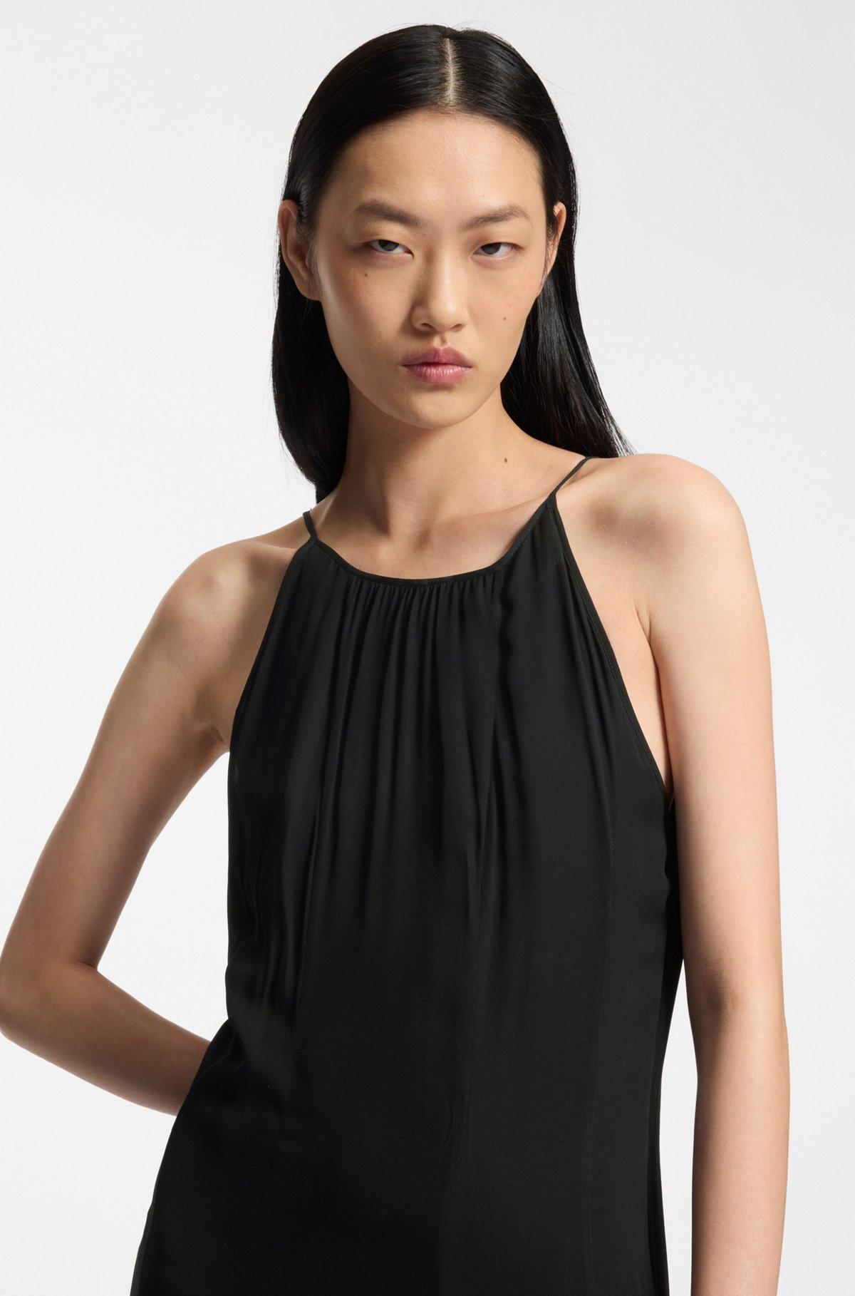 Sleeveless dress with plissé skirt inserts Product Image