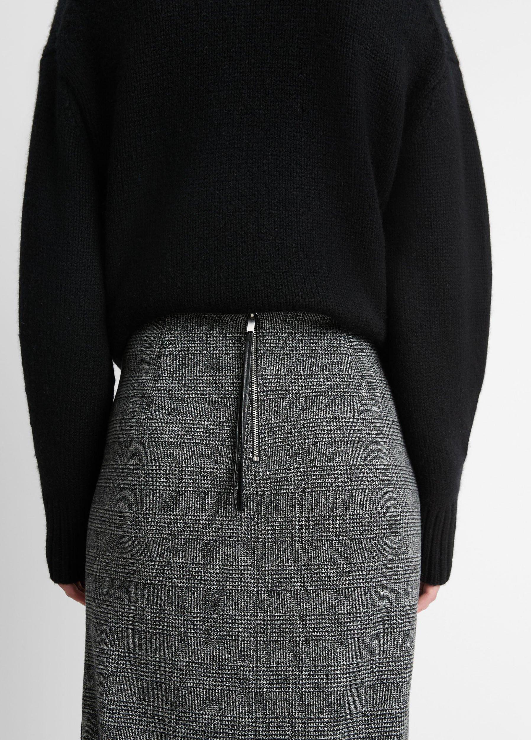 Glen Plaid Italian Cotton-Blend Side-Slit Skirt Product Image