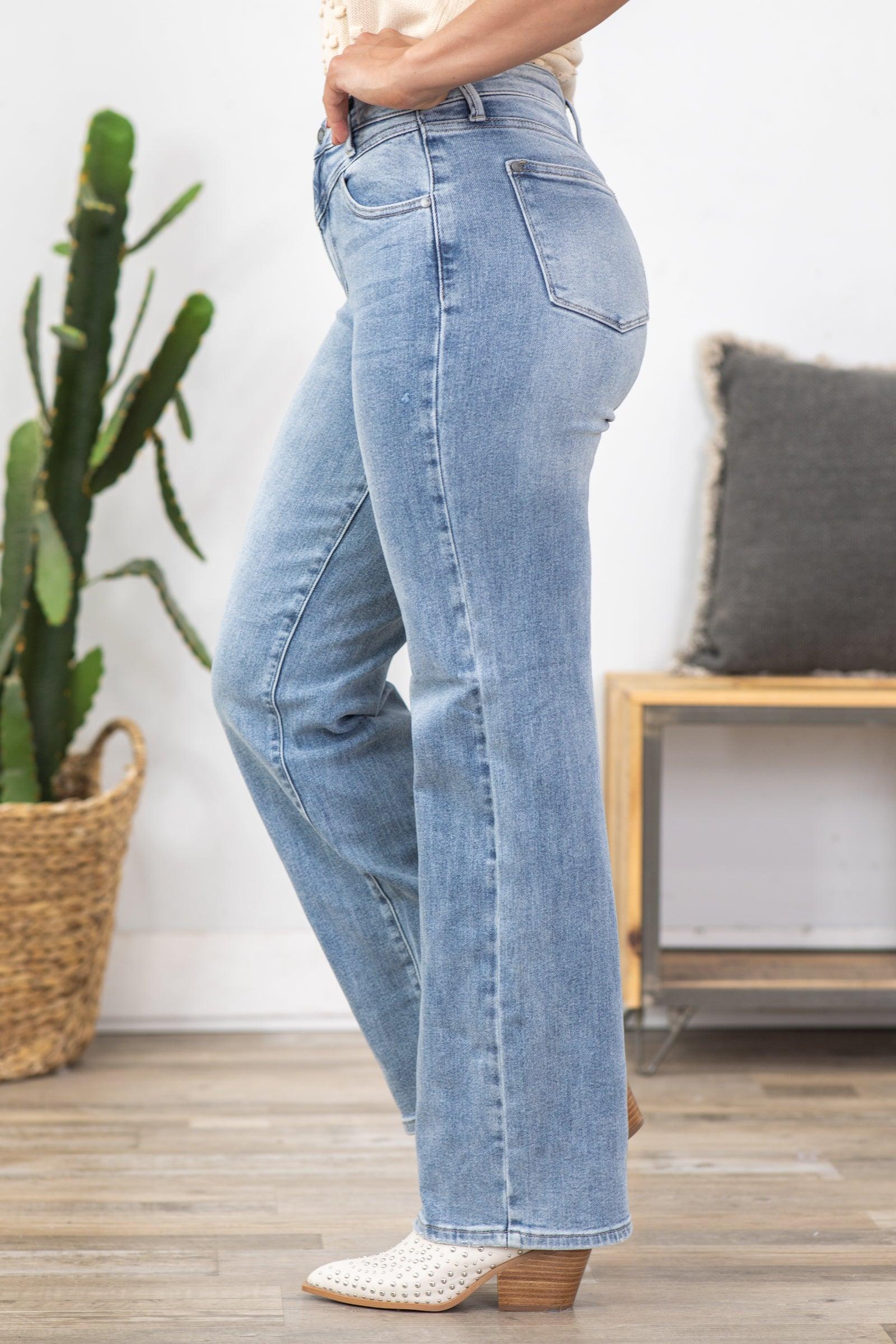 Judy Blue Front Yoke Retro Wide Leg Jeans Product Image