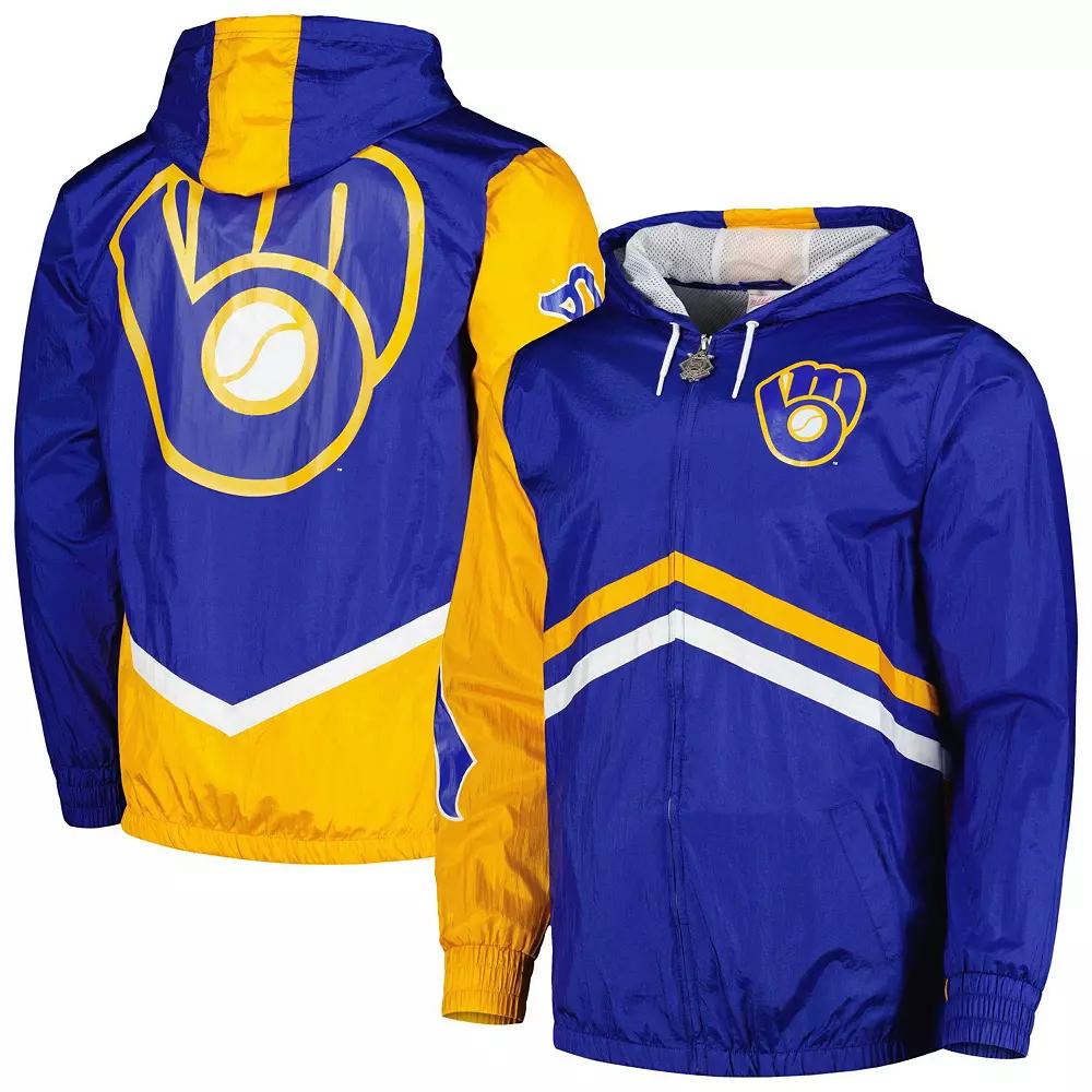 Men's Mitchell & Ness  Royal Milwaukee Brewers Undeniable Full-Zip Hoodie Windbreaker Jacket, Size: Medium, Blue Product Image