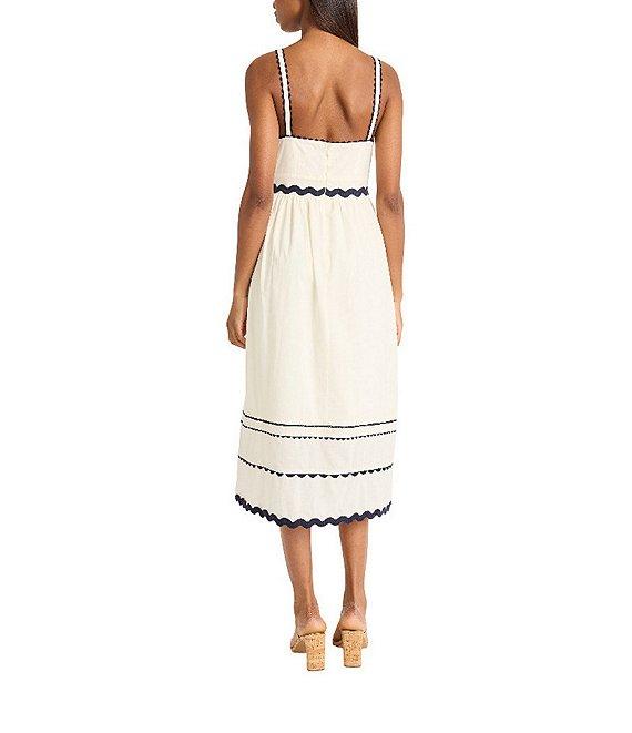 The Good Journey Cotton Voile V-Neck Contrast Trim A-Line Midi Dress Product Image