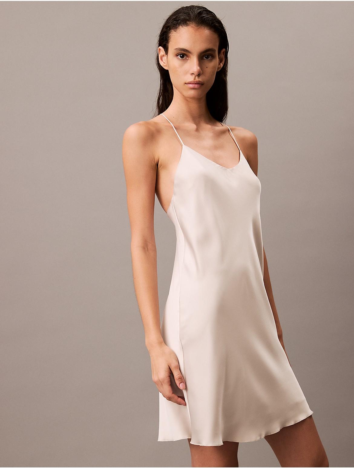 Calvin Klein Womens Satin Crossback Slip Dress - White Product Image