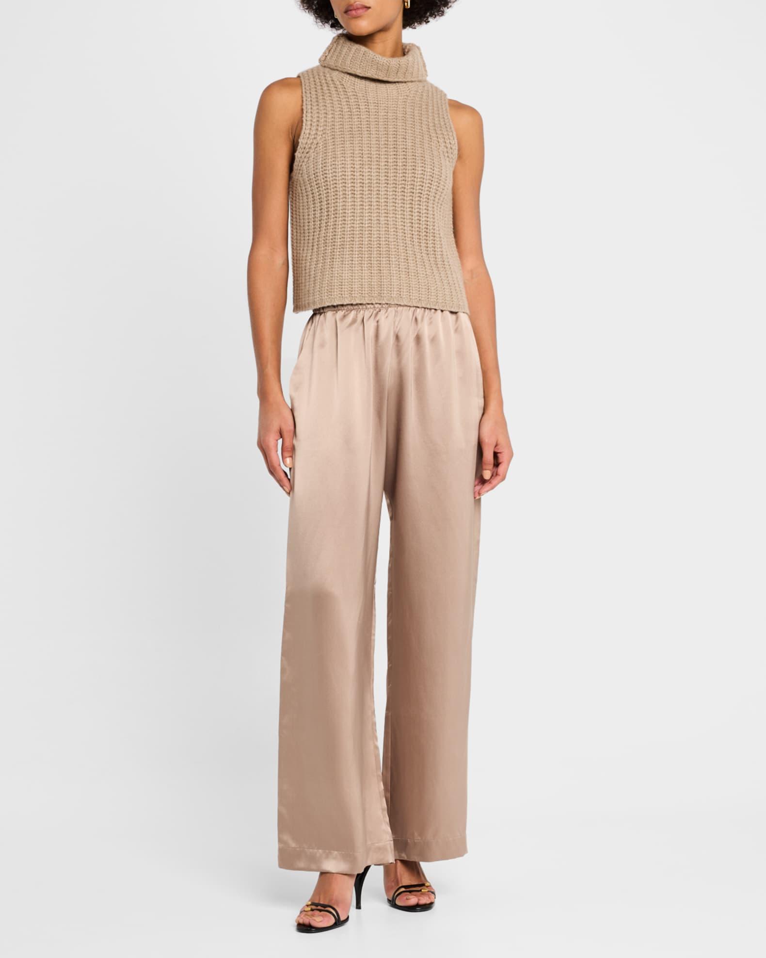 Wide-Leg Silk Pants Product Image